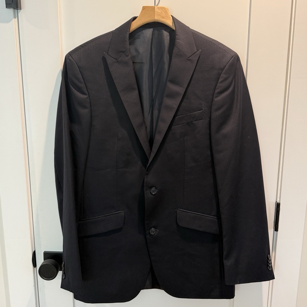 Kenneth Cole New York Men's Wool Cashmere Navy Pinstripe‎ Suit 2pc 40L 34x32